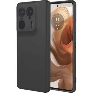 Phonesta Soft Silk Silicone Back Cover hoesje voor Motorola Edge 50 Ultra - Zwart
