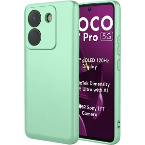 Phonesta Soft Silk Silicone Back Cover hoesje voor Xiaomi Poco M7 Pro - Matcha Green