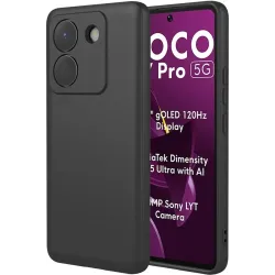 Phonesta Soft Silk Silicone Back Cover hoesje voor Xiaomi Poco M7 Pro - Zwart