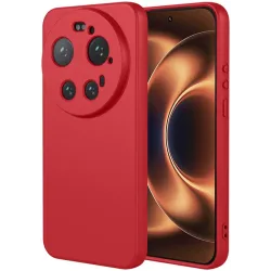 Phonesta Soft Silk Silicone Back Cover hoesje voor Xiaomi 17 Ultra - Rood