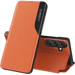 Phonesta Smart Side View Book Case hoesje voor Samsung Galaxy S24 FE - Oranje