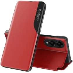 Phonesta Smart Side View Book Case hoesje voor Samsung Galaxy S25 Edge - Rood
