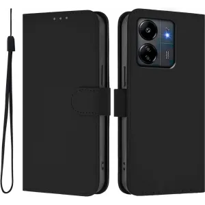 Phonesta Soft Skin Book Wallet Case hoesje voor Xiaomi Redmi 13C 4G - Zwart