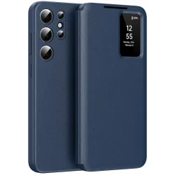 Phonesta Smart Window Book Wallet Case hoesje voor Samsung Galaxy S24 Ultra - Donkerblauw