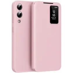Phonesta Smart Window Book Wallet Case hoesje voor Samsung Galaxy S25 Edge - Roze