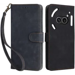 Phonesta Vintage Skin Book Wallet Case hoesje voor Nothing Phone (2a) / (2a) Plus - Zwart