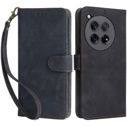 Phonesta Vintage Skin Book Wallet Case hoesje voor OnePlus 12 - Zwart
