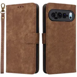 Phonesta Vintage Skin Book Wallet Case hoesje voor Google Pixel 9 Pro XL - Bruin