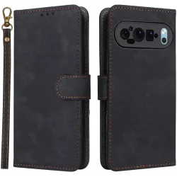 Phonesta Vintage Skin Book Wallet Case hoesje voor Google Pixel 9 Pro XL - Zwart