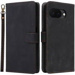 Phonesta Vintage Skin Book Wallet Case hoesje voor Google Pixel 9a - Zwart