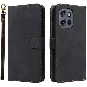 Phonesta Vintage Skin Book Wallet Case hoesje voor Motorola Edge 60 Neo/Edge 50 Neo / ThinkPhone 25 - Zwart