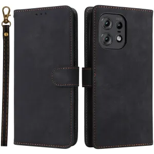 Phonesta Vintage Skin Book Wallet Case hoesje voor Motorola Edge 50 / Edge 50 Pro - Zwart