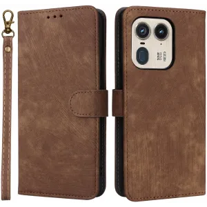 Phonesta Vintage Skin Book Wallet Case hoesje voor Motorola Edge 50 Ultra - Bruin