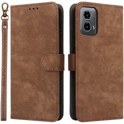 Phonesta Vintage Skin Book Wallet Case hoesje voor Motorola Moto G45 / Moto G34 - Bruin