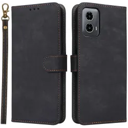 Phonesta Vintage Skin Book Wallet Case hoesje voor Motorola Moto G45 / Moto G34 - Zwart