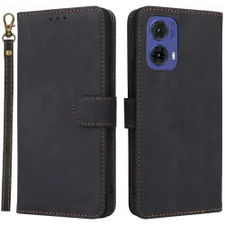 Phonesta Vintage Skin Book Wallet Case hoesje voor Motorola Moto G85 - Zwart