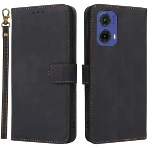 Phonesta Vintage Skin Book Wallet Case hoesje voor Motorola Moto G85 - Zwart