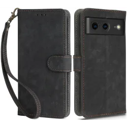 Phonesta Vintage Skin Book Wallet Case hoesje voor Google Pixel 8 - Zwart