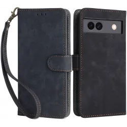 Phonesta Vintage Skin Book Wallet Case hoesje voor Google Pixel 8a - Zwart