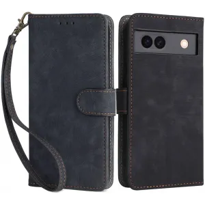 Phonesta Vintage Skin Book Wallet Case hoesje voor Google Pixel 8a - Zwart