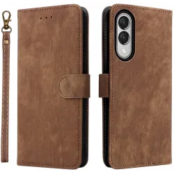 Phonesta Vintage Skin Book Wallet Case hoesje voor Samsung Galaxy S25 Edge - Bruin