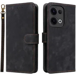 Phonesta Vintage Skin Book Wallet Case hoesje voor Oppo Reno13 - Zwart