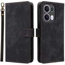 Phonesta Vintage Skin Book Wallet Case hoesje voor Oppo Reno13 Pro - Zwart