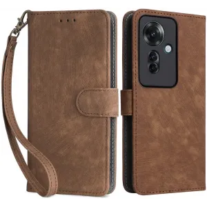 Phonesta Vintage Skin Book Wallet Case hoesje voor Oppo Reno11 F 5G - Bruin