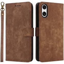 Phonesta Vintage Skin Book Wallet Case hoesje voor Sony Xperia 10 VI - Bruin