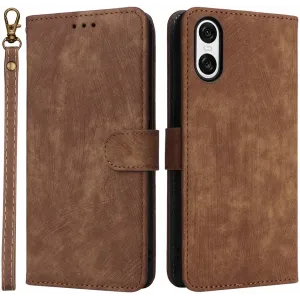 Phonesta Vintage Skin Book Wallet Case hoesje voor Sony Xperia 10 VI - Bruin