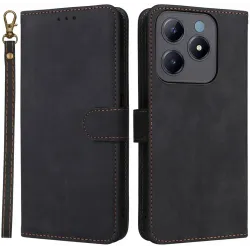 Phonesta Vintage Skin Book Wallet Case hoesje voor Realme C63/C61 / Note 60 - Zwart