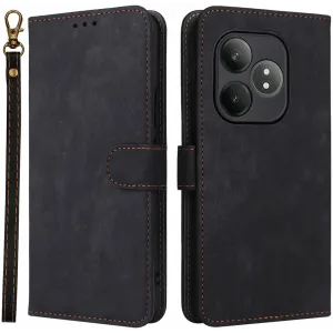 Phonesta Vintage Skin Book Wallet Case hoesje voor Realme GT 6 - Zwart