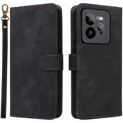 Phonesta Vintage Skin Book Wallet Case hoesje voor Realme GT 7 Pro - Zwart