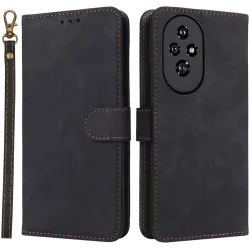 Phonesta Vintage Skin Book Wallet Case hoesje voor HONOR 200 - Zwart
