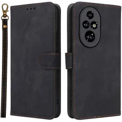 Phonesta Vintage Skin Book Wallet Case hoesje voor HONOR 200 Pro - Zwart