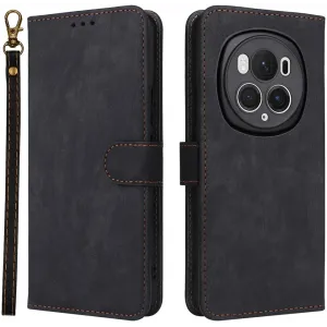 Phonesta Vintage Skin Book Wallet Case hoesje voor HONOR Magic6 Pro - Zwart
