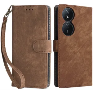 Phonesta Vintage Skin Book Wallet Case hoesje voor HONOR 90 Smart/X7b - Bruin