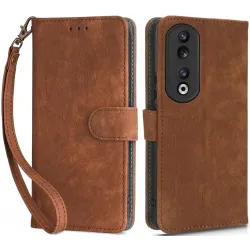 Phonesta Vintage Skin Book Wallet Case hoesje voor HONOR 90 - Bruin