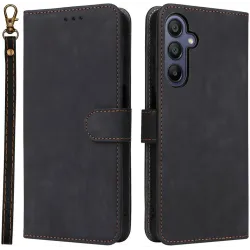 Phonesta Vintage Skin Book Wallet Case hoesje voor Samsung Galaxy A26 - Zwart