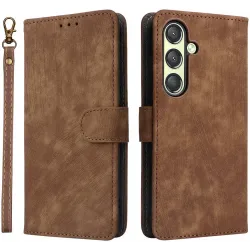 Phonesta Vintage Skin Book Wallet Case hoesje voor Samsung Galaxy S25 Plus - Bruin