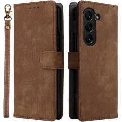 Phonesta Vintage Skin Book Wallet Case hoesje voor Samsung Galaxy Z Fold 6 - Bruin