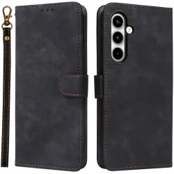 Phonesta Vintage Skin Book Wallet Case hoesje voor Samsung Galaxy A35 - Zwart