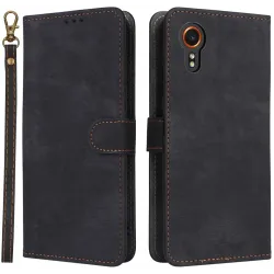 Phonesta Vintage Skin Book Wallet Case hoesje voor Samsung Galaxy Xcover 7 - Zwart