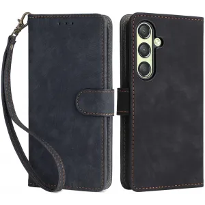 Phonesta Vintage Skin Book Wallet Case hoesje voor Samsung Galaxy S24 - Zwart