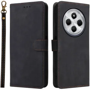 Phonesta Vintage Skin Book Wallet Case hoesje voor Xiaomi Redmi 14C / Xiaomi Poco C75 - Zwart