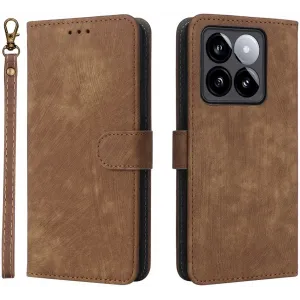 Phonesta Vintage Skin Book Wallet Case hoesje voor Xiaomi 14T - Bruin