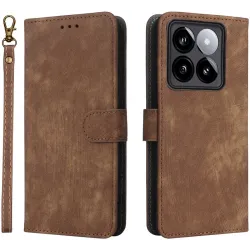 Phonesta Vintage Skin Book Wallet Case hoesje voor Xiaomi 14T Pro - Bruin
