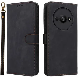 Phonesta Vintage Skin Book Wallet Case hoesje voor Xiaomi Redmi A3 - Zwart