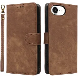 Phonesta Vintage Skin Book Wallet Case hoesje voor Apple iPhone 17e/16e - Bruin
