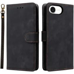 Phonesta Vintage Skin Book Wallet Case hoesje voor Apple iPhone 17e/16e - Zwart